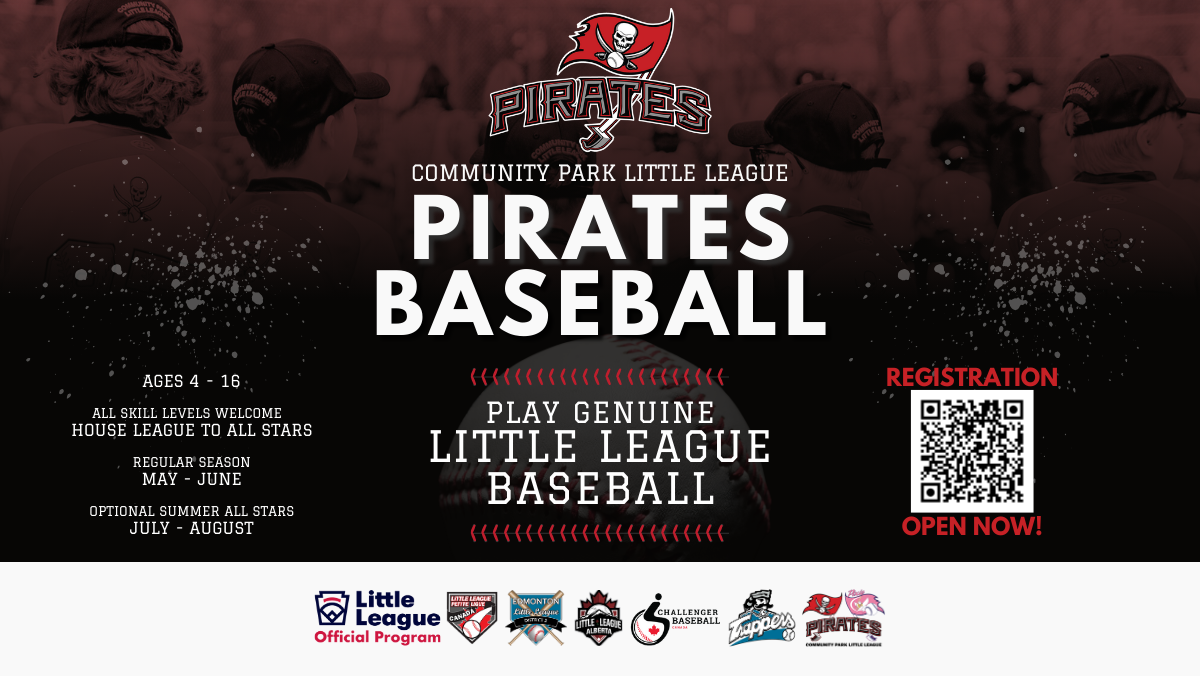 Edmonton Baseball Pirates Baseball Community Park Little League 2025 Registration Open Now